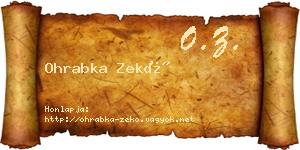 Ohrabka Zekő névjegykártya